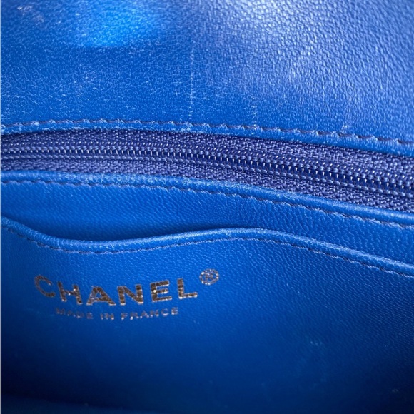 AUTHENTIC CHANEL Limited Blue Tweed Mini Flap Crossbody Bag Runway - Picture 7 of 12